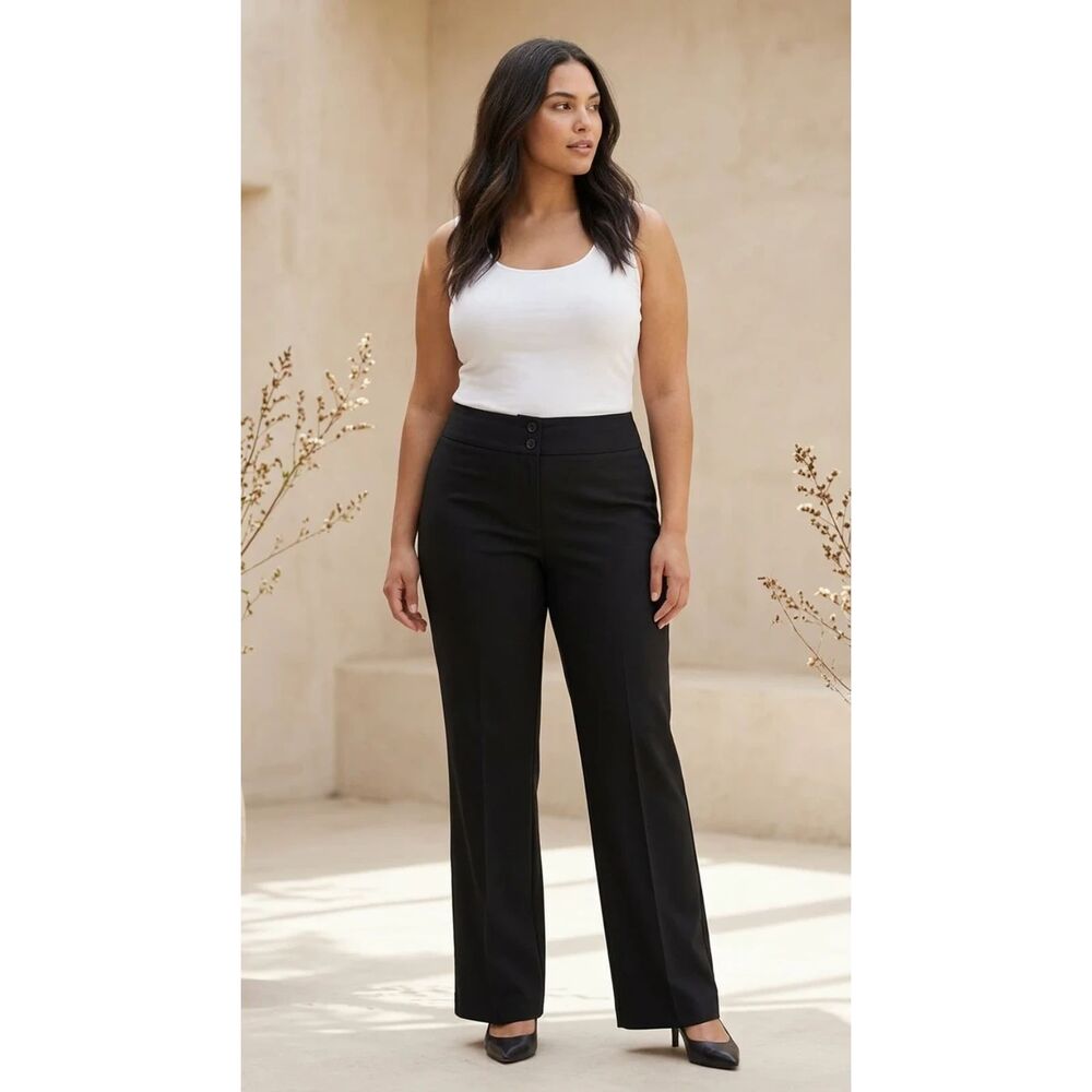 Jones New York Collection Deep black 97% cotton, 3% Lycra spandex Tailored pants